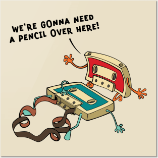 Vintage Cassette Tape and Pencil Joke Posters and Art